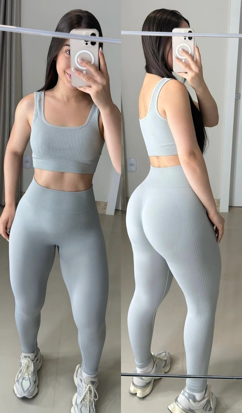 Conjunto de legging texturizado cinza